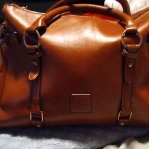 Elegant Brown Leather Duffel Bag